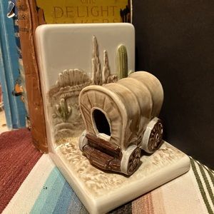 VTG porcelain western wagon book holders